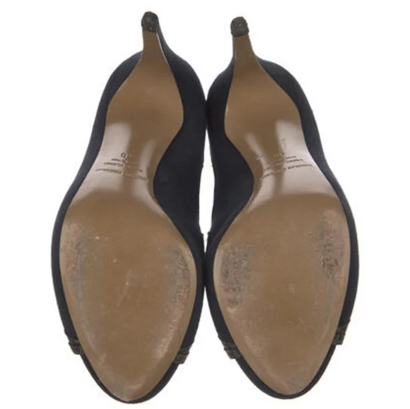 Nicholas Kirkwood Navy and Black Lace Up Stilletto Bootie Heels 40 9 - Picture 5 of 5